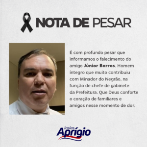 Leia mais sobre o artigo Prefeito Josias Aprígio decreta luto oficial pelo falecimento do Chefe de Gabinete da Prefeitura Júnior Barros